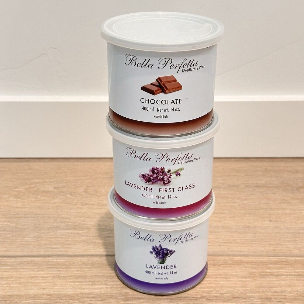 Lot 3 Bella Perfetta Depilatory Wax Lavender Chocolate 400ml 14oz Professional